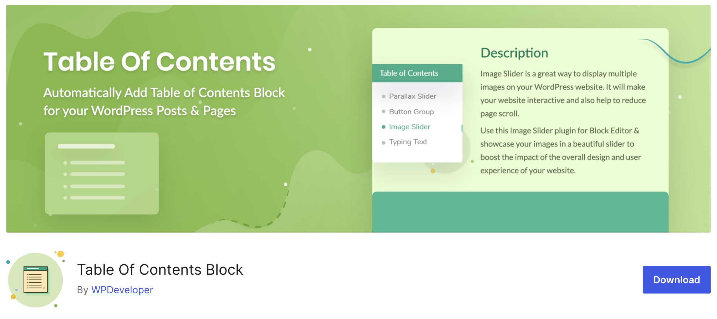 Table Of Contents Block для оглавления